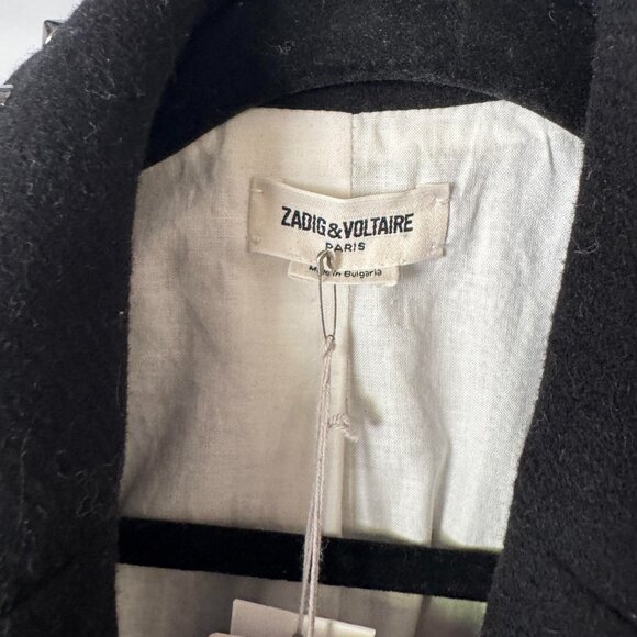 NWT Zadig & Voltaire Wool Marco Stud Coat - Picture 9 of 13